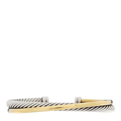 David Yurman Sterling Silver 18K Yellow Gold 5mm Crossover Cuff Bracelet 1 of 3