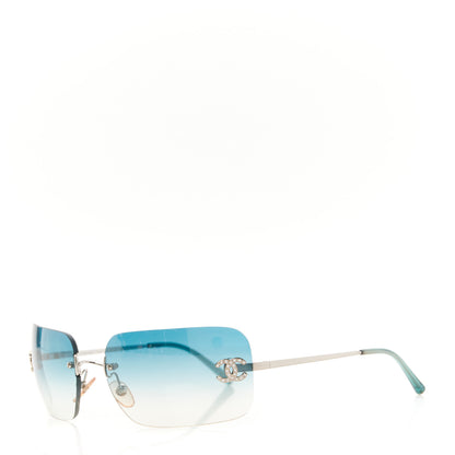 Chanel Metal Crystal CC Logo Sunglasses 4017-D Blue 1 of 8