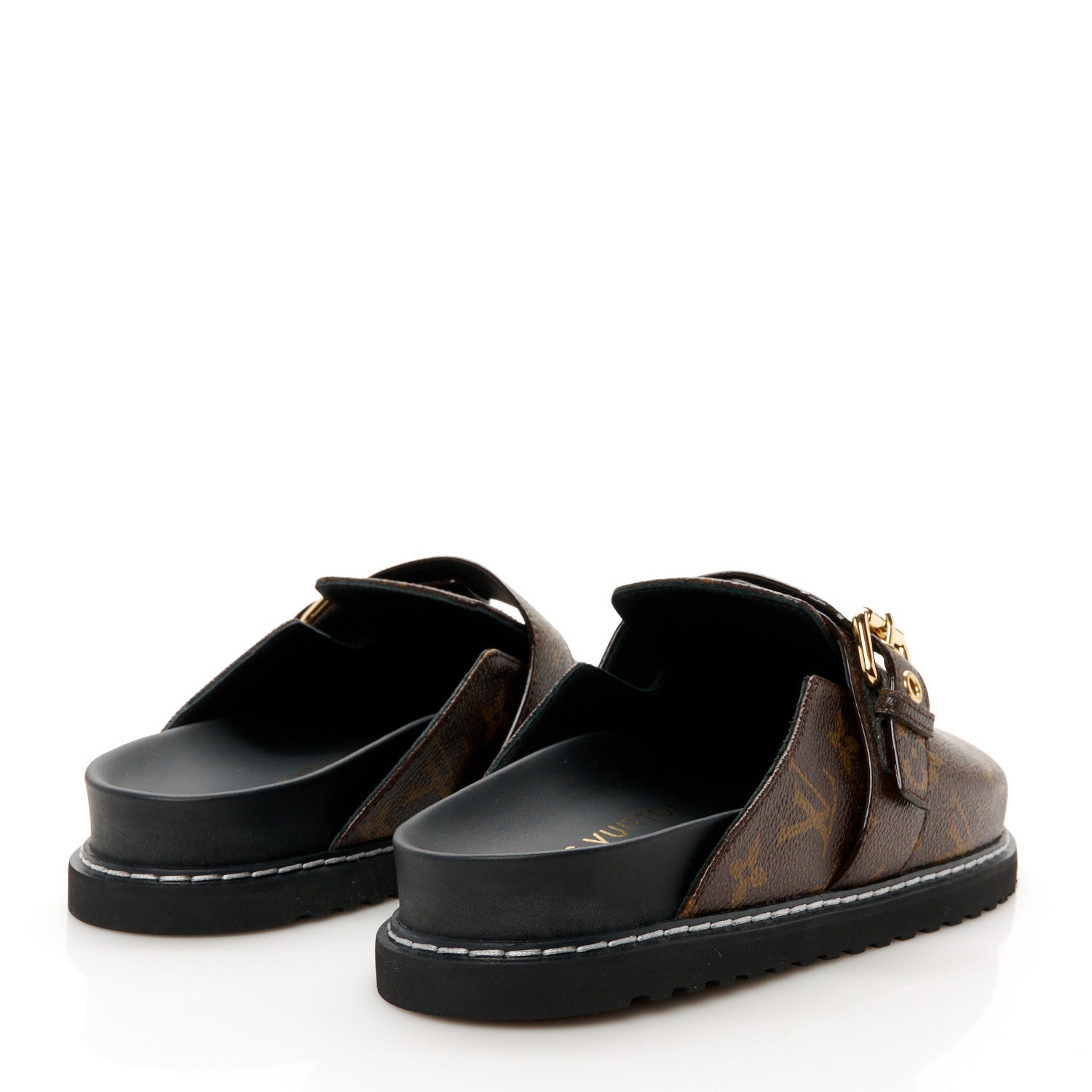Louis Vuitton Patent Monogram Womens Cosy Flat Comfort Clog Mules 37.5 Brown 9 of 20