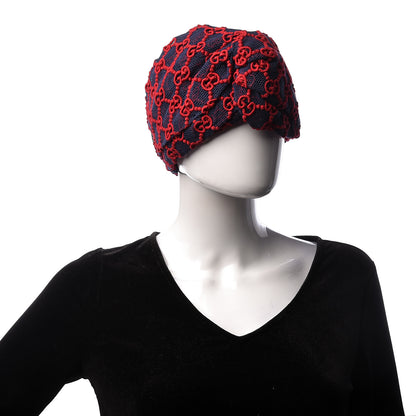 Gucci Cotton Embroidered GG Blend Headband M Blue Red 2 of 5