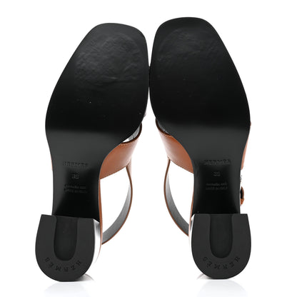 Hermes Calfskin Elbe 60 Sandals 39 Marron Glaise 5 of 9