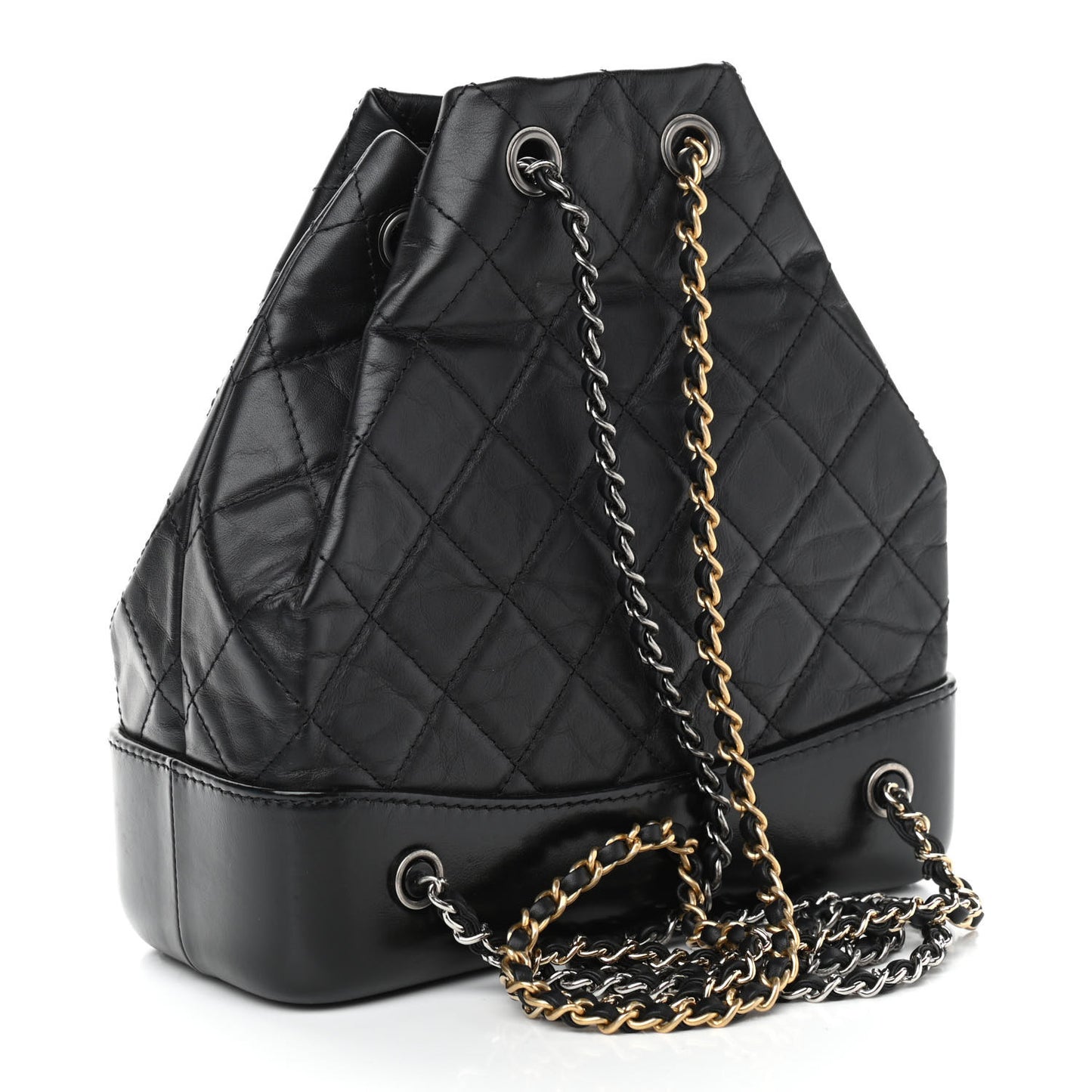 Aged Calfskin Quilted Small Gabrielle Backpack Black
