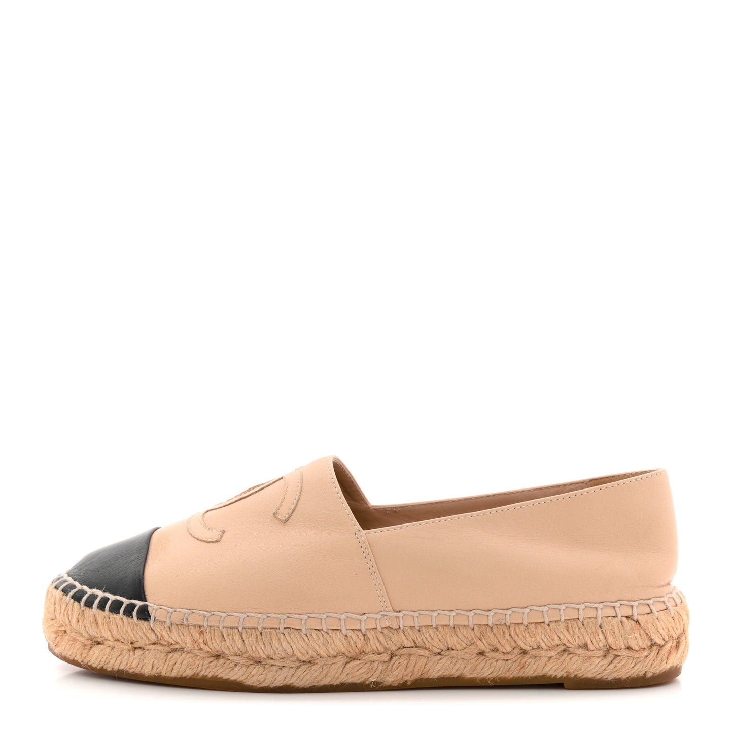 Lambskin CC Espadrilles 36 Beige Black