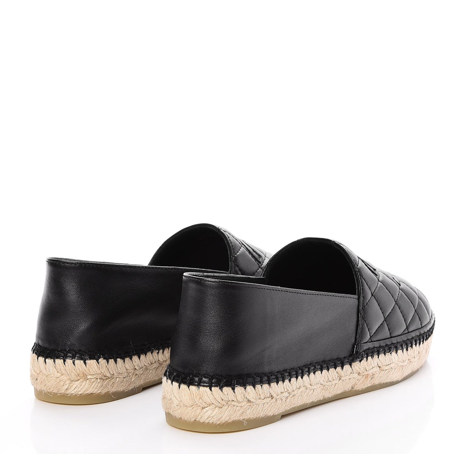 Lambskin Quilted CC Espadrilles 38 Black