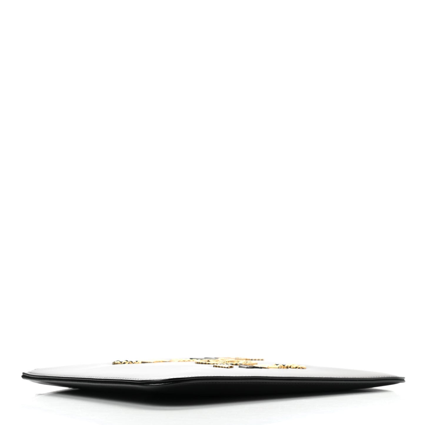 Aged Calfskin Medium Charms Deauville Pouch Black