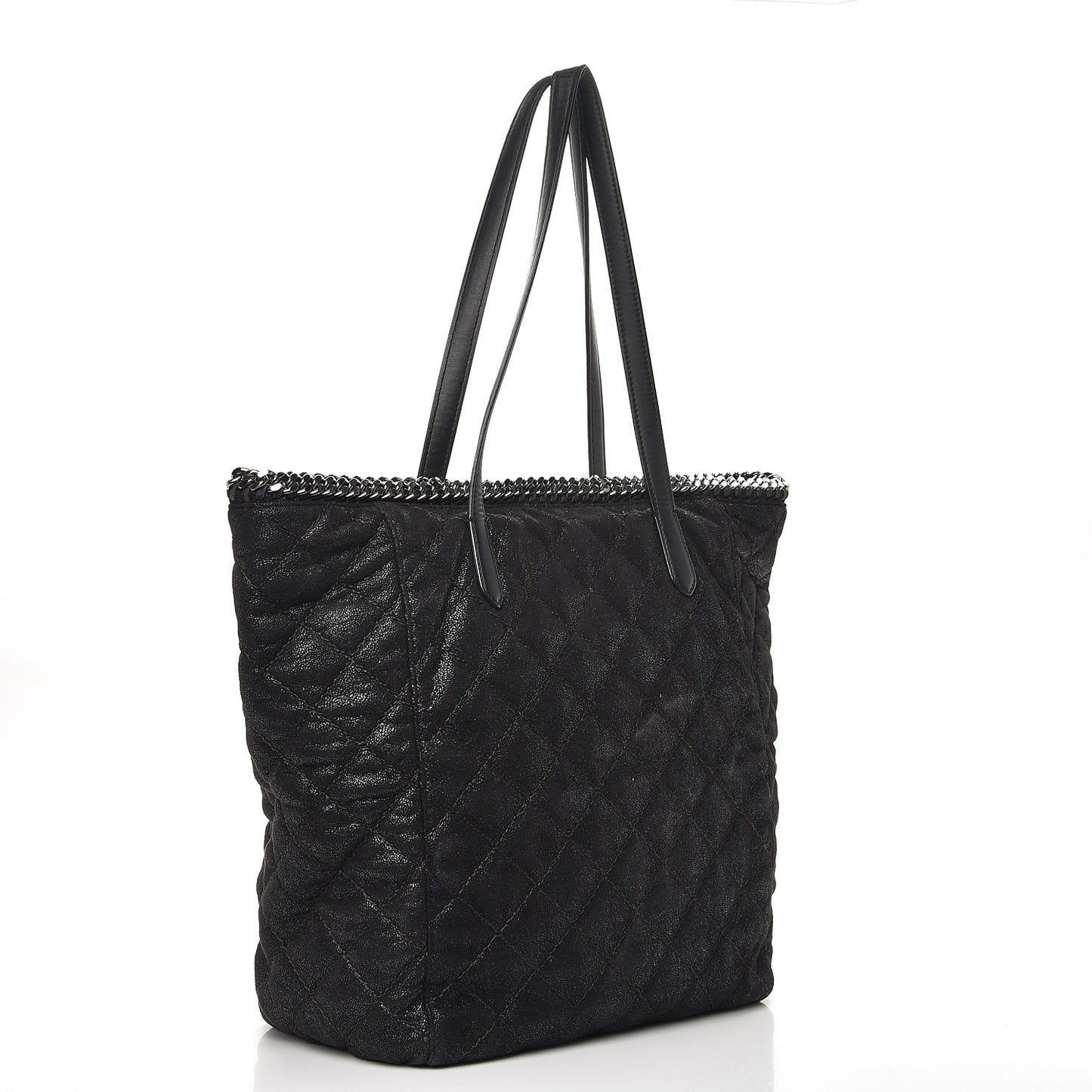 Shaggy Deer Quilted Falabella Shopper Tote Black