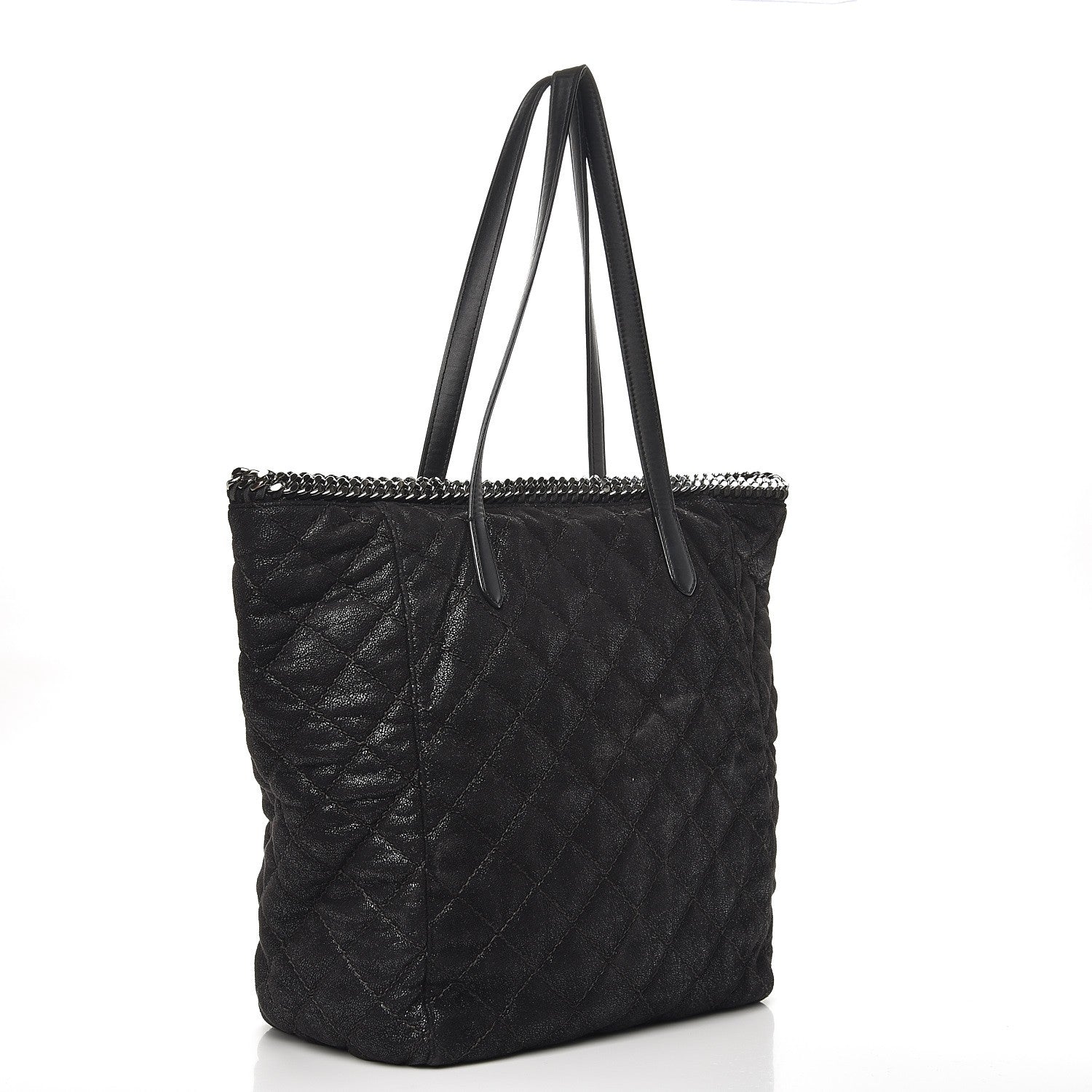 Stella McCartney Shaggy Deer Quilted Falabella Shopper Tote Black 3 of 8