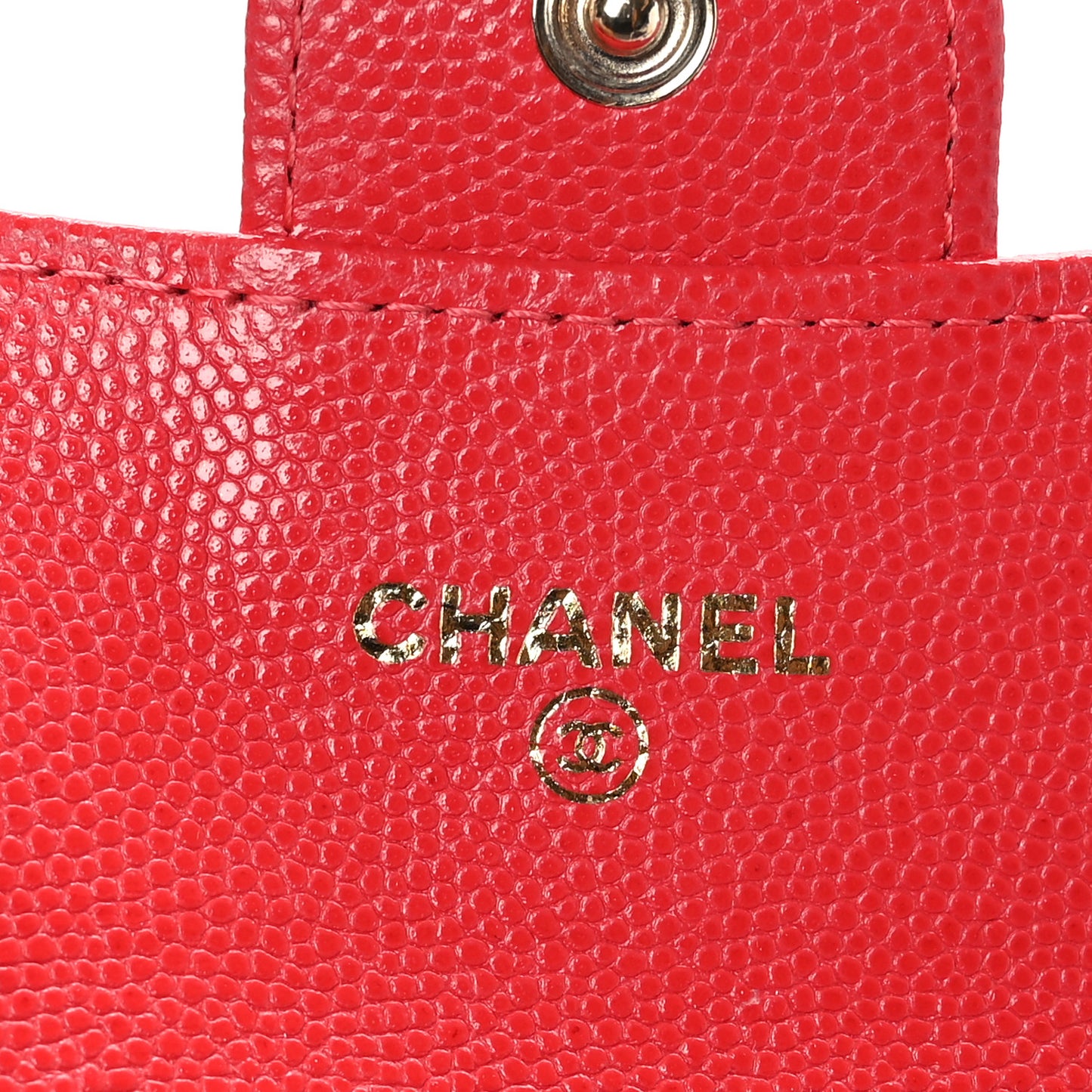 Caviar Quilted Flap Card Holder Wallet Red