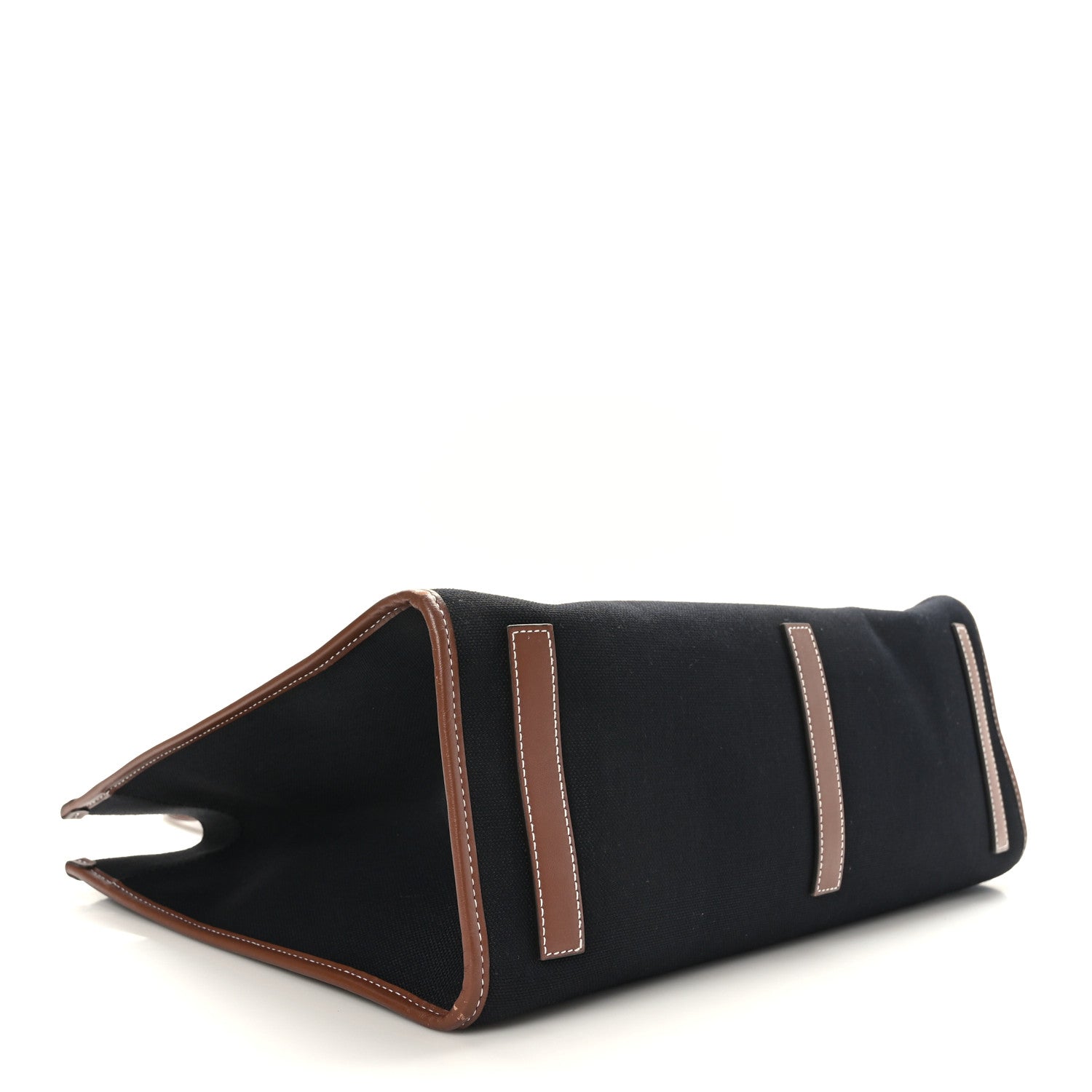 Burberry Canvas Smooth Calfskin Medium Two Tone Freya Tote Black Tan 4 of 8