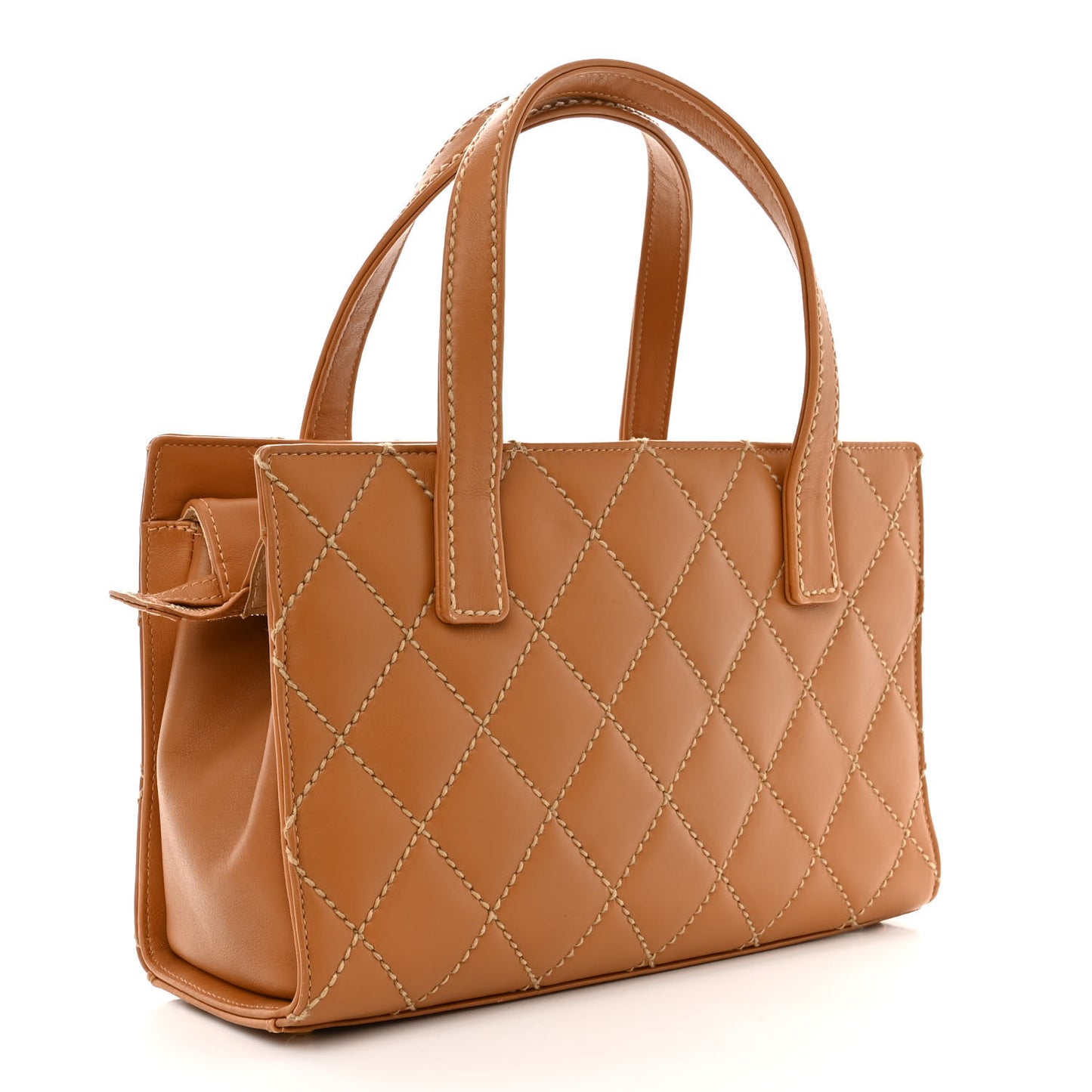 Calfskin Wild Stitch Small Tote Beige