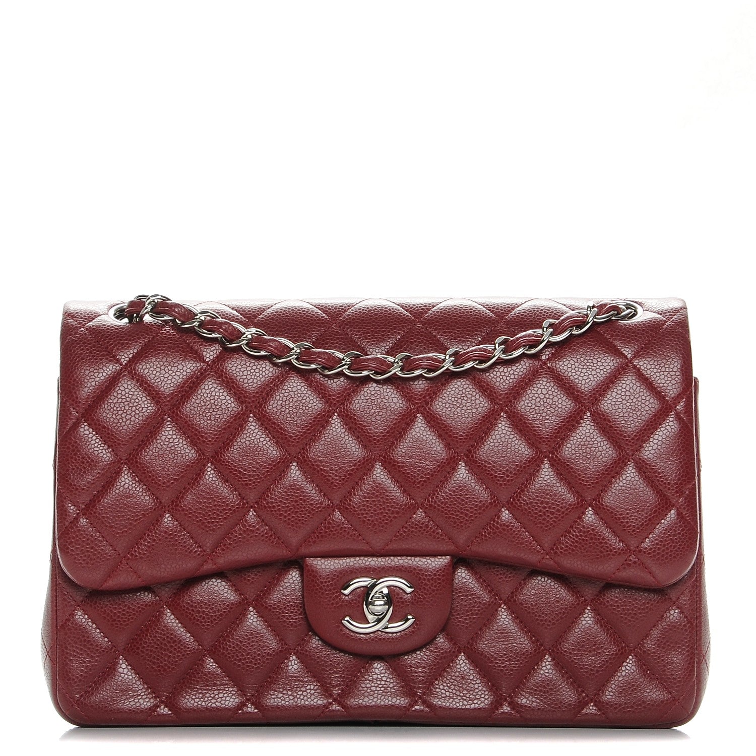 Chanel Caviar Quilted Jumbo Double Flap Burgundy 1 of 10