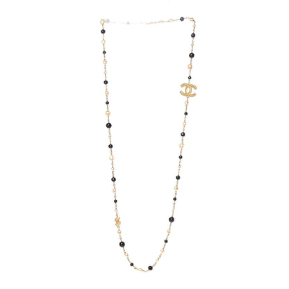 Chanel Pearl Bead CC Long Necklace Black Gold 3 of 5