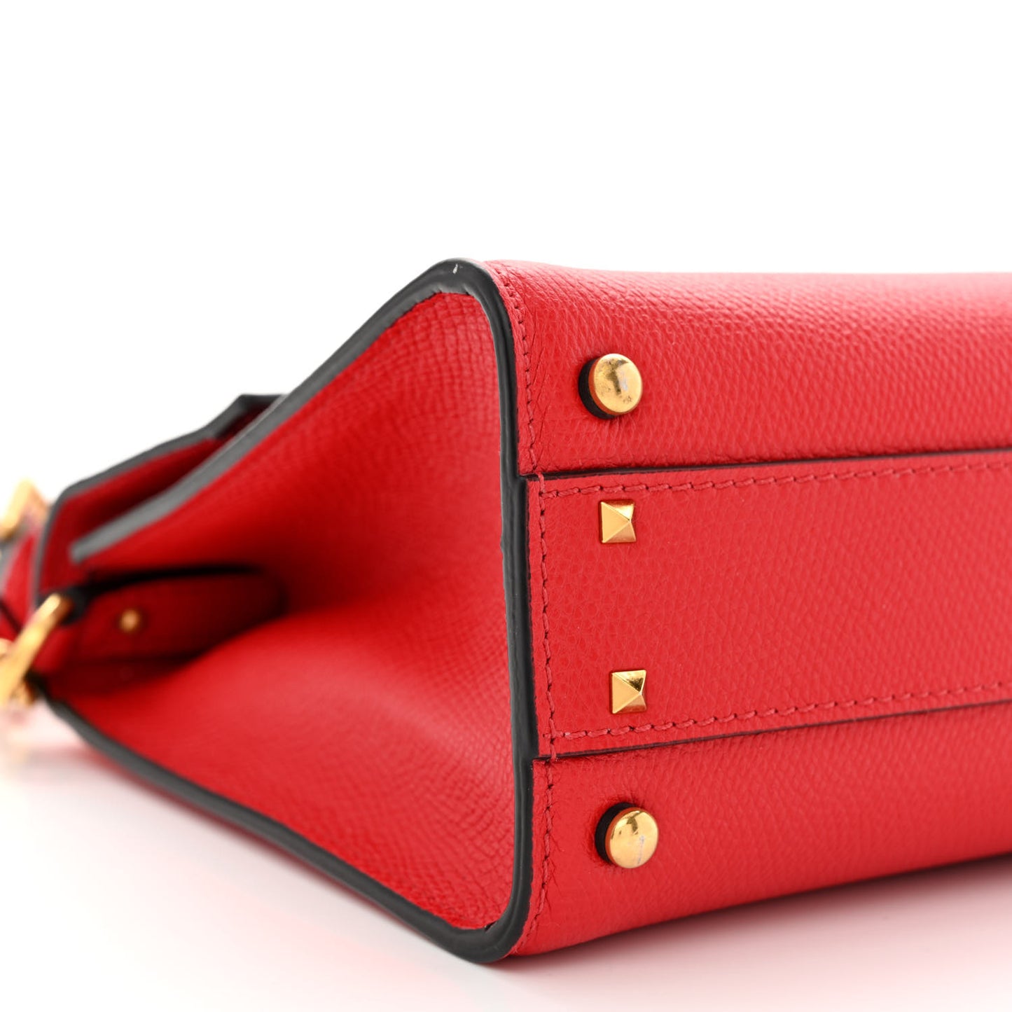 Grainy Calfskin Small VSling Top Handle Bag Rouge Pur Cerise