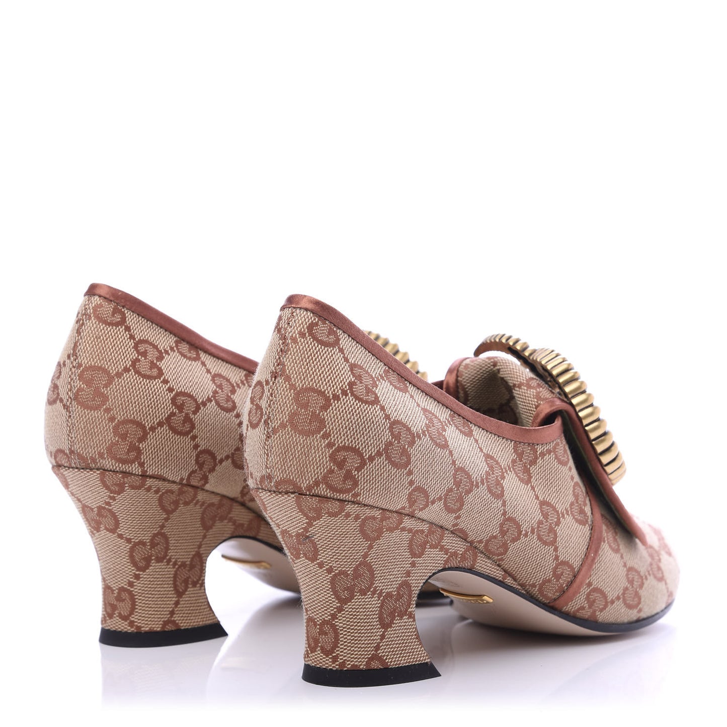 Monogram Vintage Effect Double G Pumps 37 Beige Ruggine