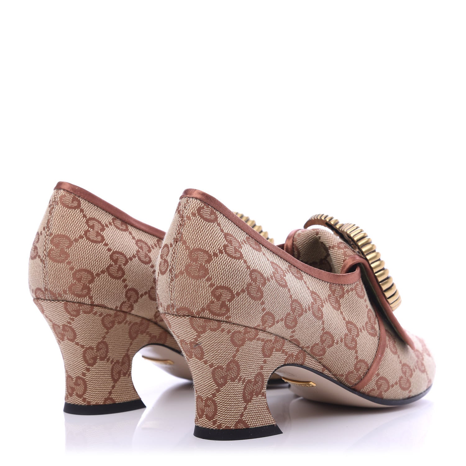 Gucci Monogram Vintage Effect Double G Pumps 37 Beige Ruggine 11 of 17