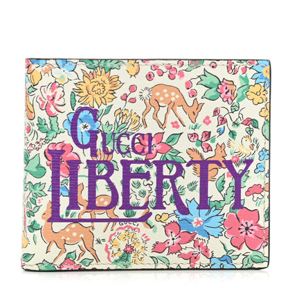 Gucci X LIBERTY OF LONDON Calfskin Floral Fawn Print Bi-Fold Wallet Multicolor Purple Ivory 1 of 8