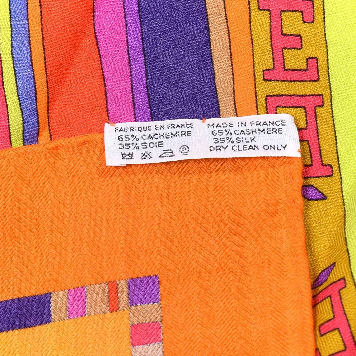Hermes Cashmere Silk Tohu Bohu Shawl 140 Orange Orange Vif Multicolor 4 of 4