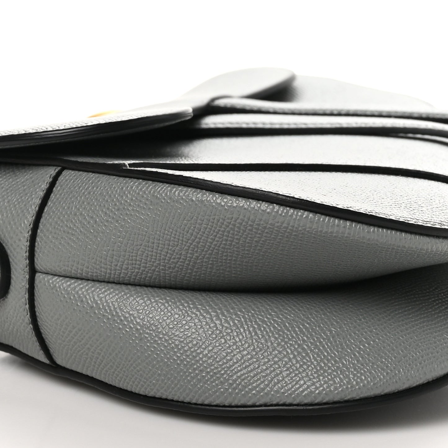 Grained Calfskin Saddle Bag Grey Stone
