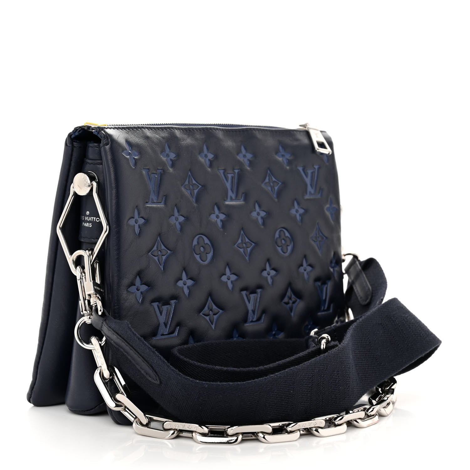 Louis Vuitton Lambskin Embossed Monogram Coussin PM Navy 3 of 10