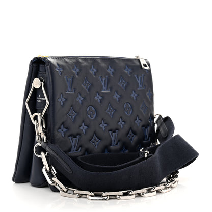 Louis Vuitton Lambskin Embossed Monogram Coussin PM Navy 3 of 10