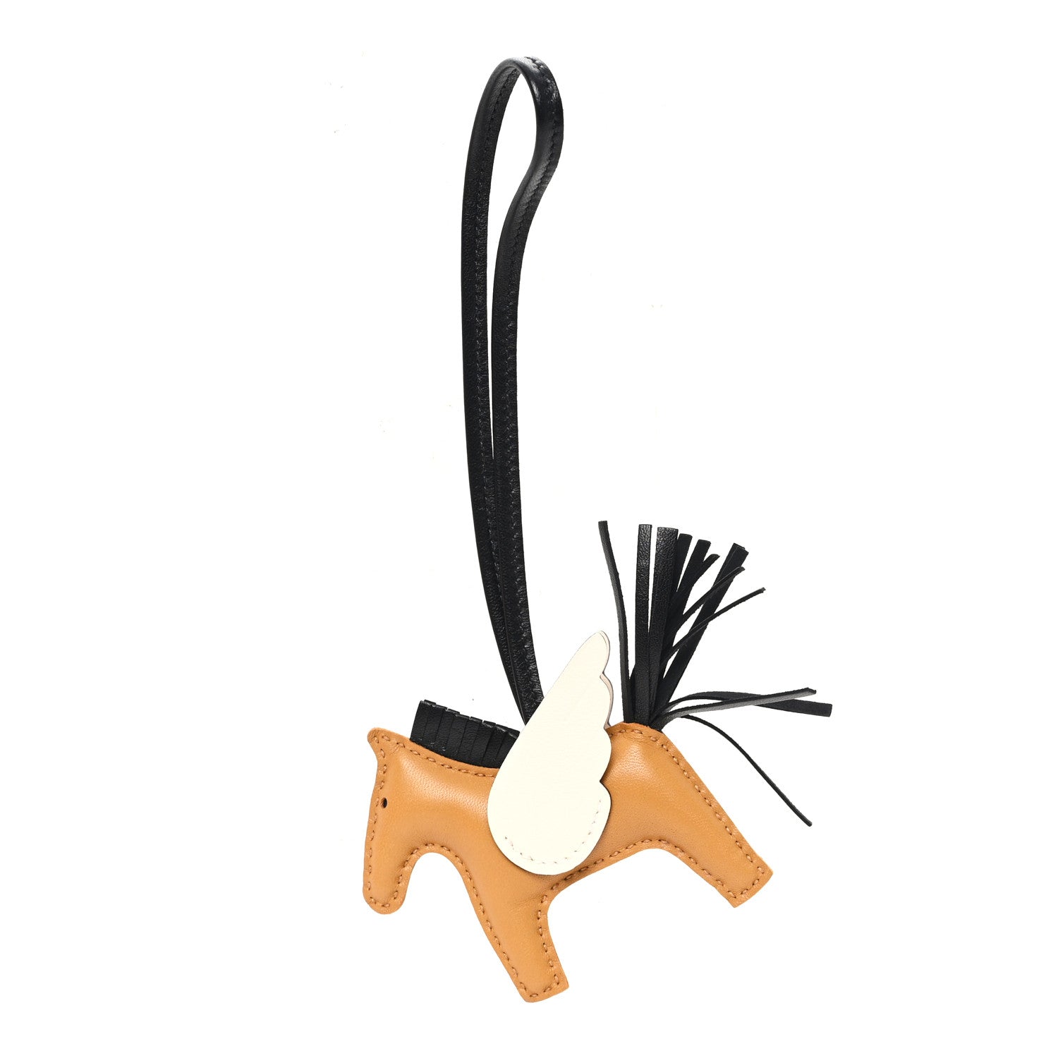 Hermes Milo Lambskin Grigri Rodeo Pegase Horse Bag Charm PM Sesame Black Nata 1 of 5