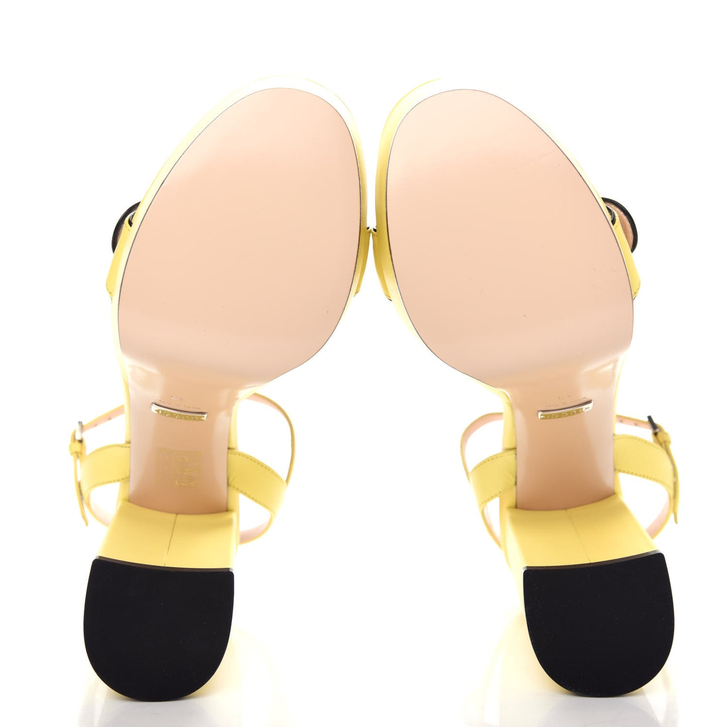 Calfskin GG Marmont Ankle Wrap 30/115mm Platform Sandals 36.5 Banana