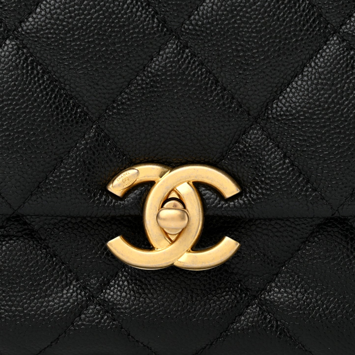 Shiny Caviar Quilted Large Chain Melody Flap Black