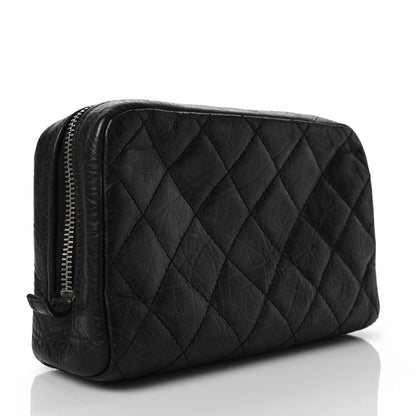 Chanel Aged Calfskin Quilted Cambon Cosmetic Case Black 3 of 8