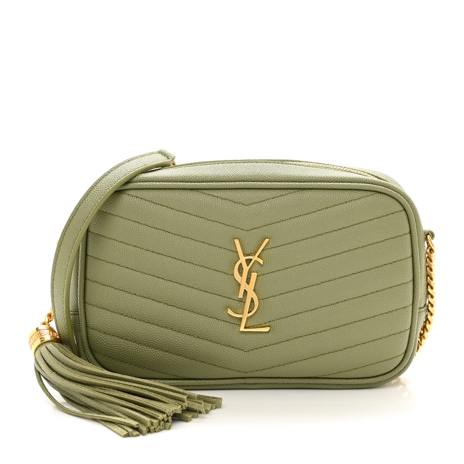 Saint Laurent Grain De Poudre Matelasse Monogram Mini Lou Camera Bag Light Sage 1 of 10