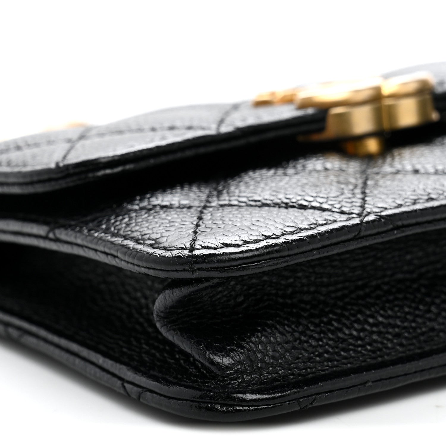 Chanel Shiny Caviar Quilted Chain Melody Card Holder On Chain Black 10 of 12