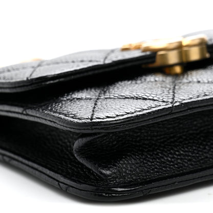 Chanel Shiny Caviar Quilted Chain Melody Card Holder On Chain Black 10 of 12
