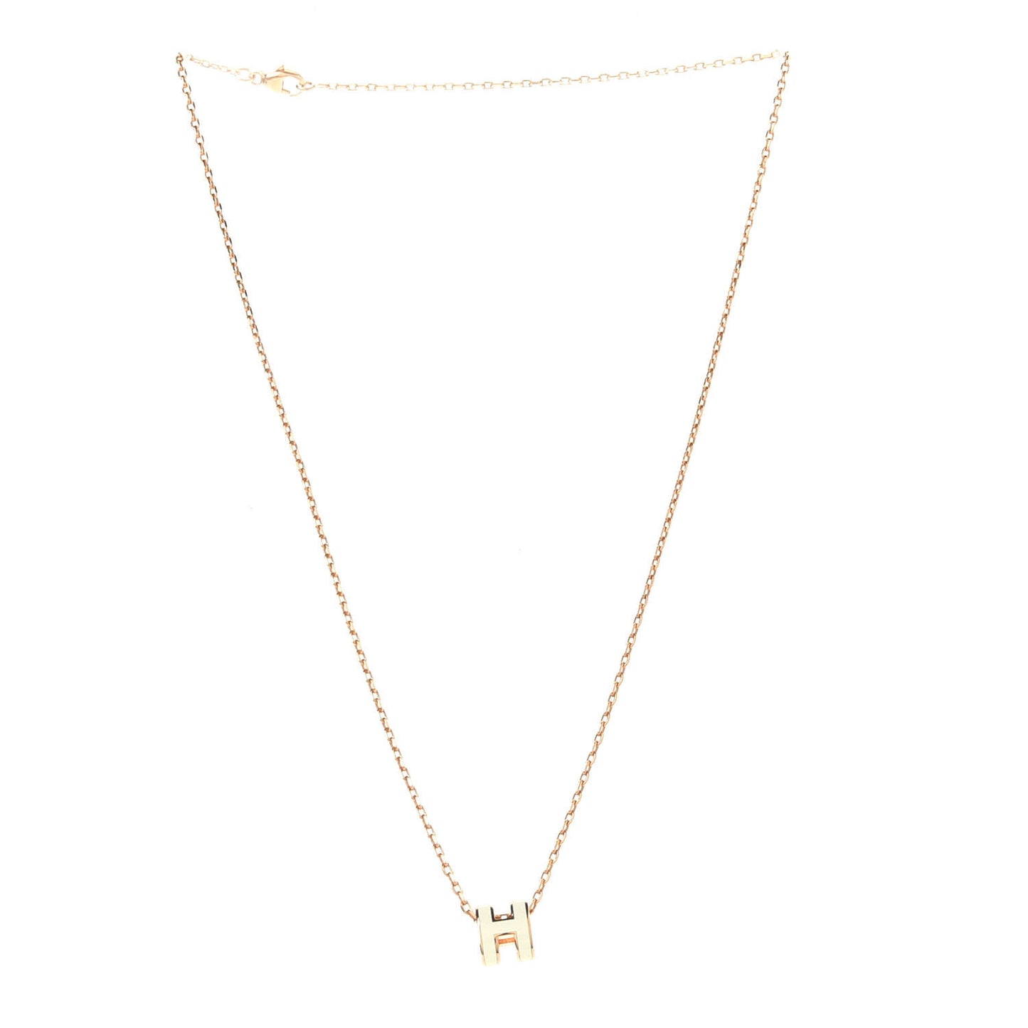 Lacquered Rose Gold Mini Pop H Pendant Necklace White