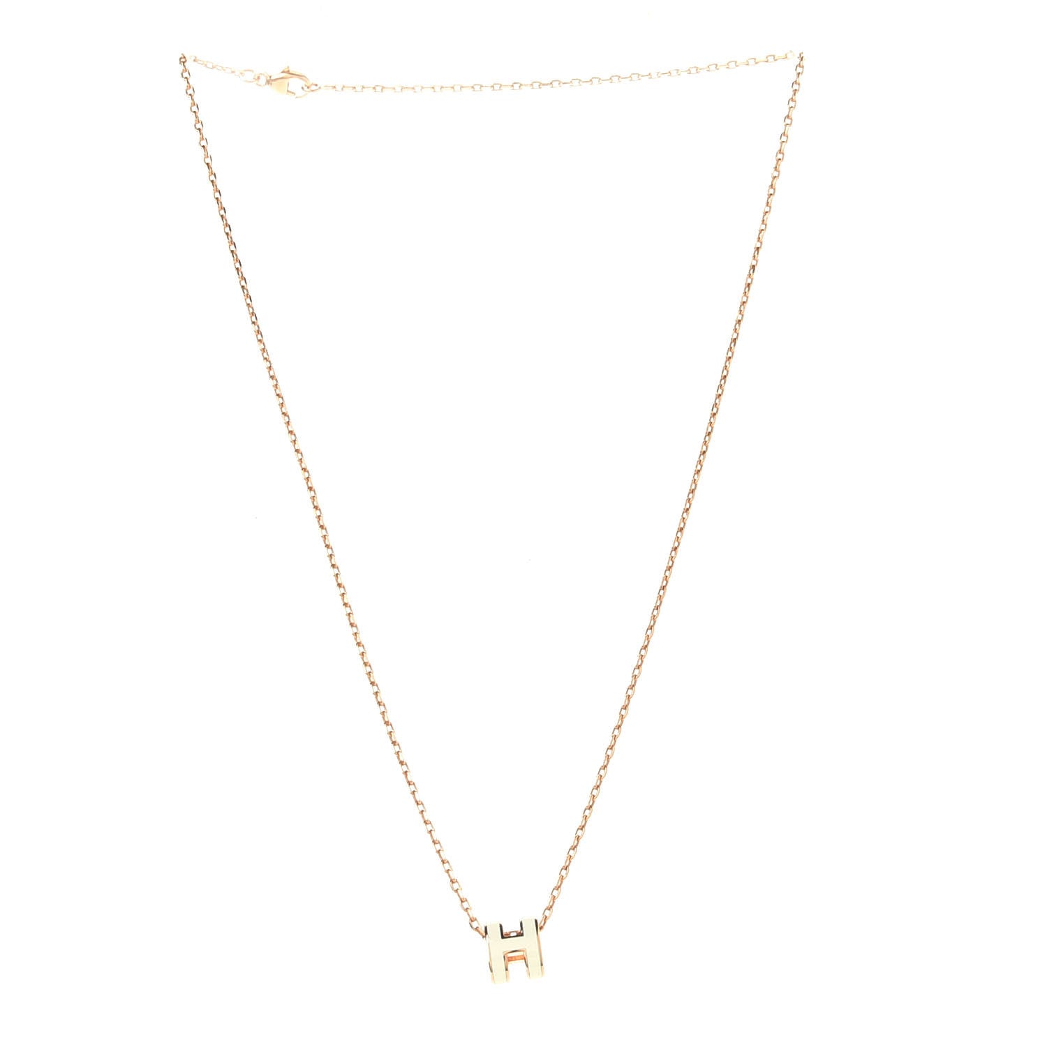 Hermes Lacquered Rose Gold Mini Pop H Pendant Necklace White 3 of 3