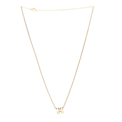 Hermes Lacquered Rose Gold Mini Pop H Pendant Necklace White 3 of 3