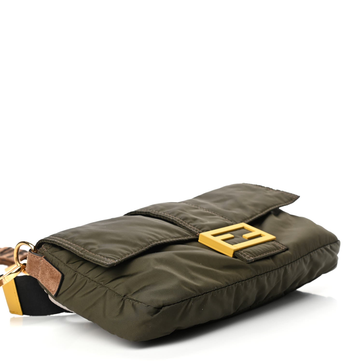 Fendi Nylon Dolmias Vitello Grace FF Puffer Belt Baguette Bag Military Brown Tortora 3 of 4
