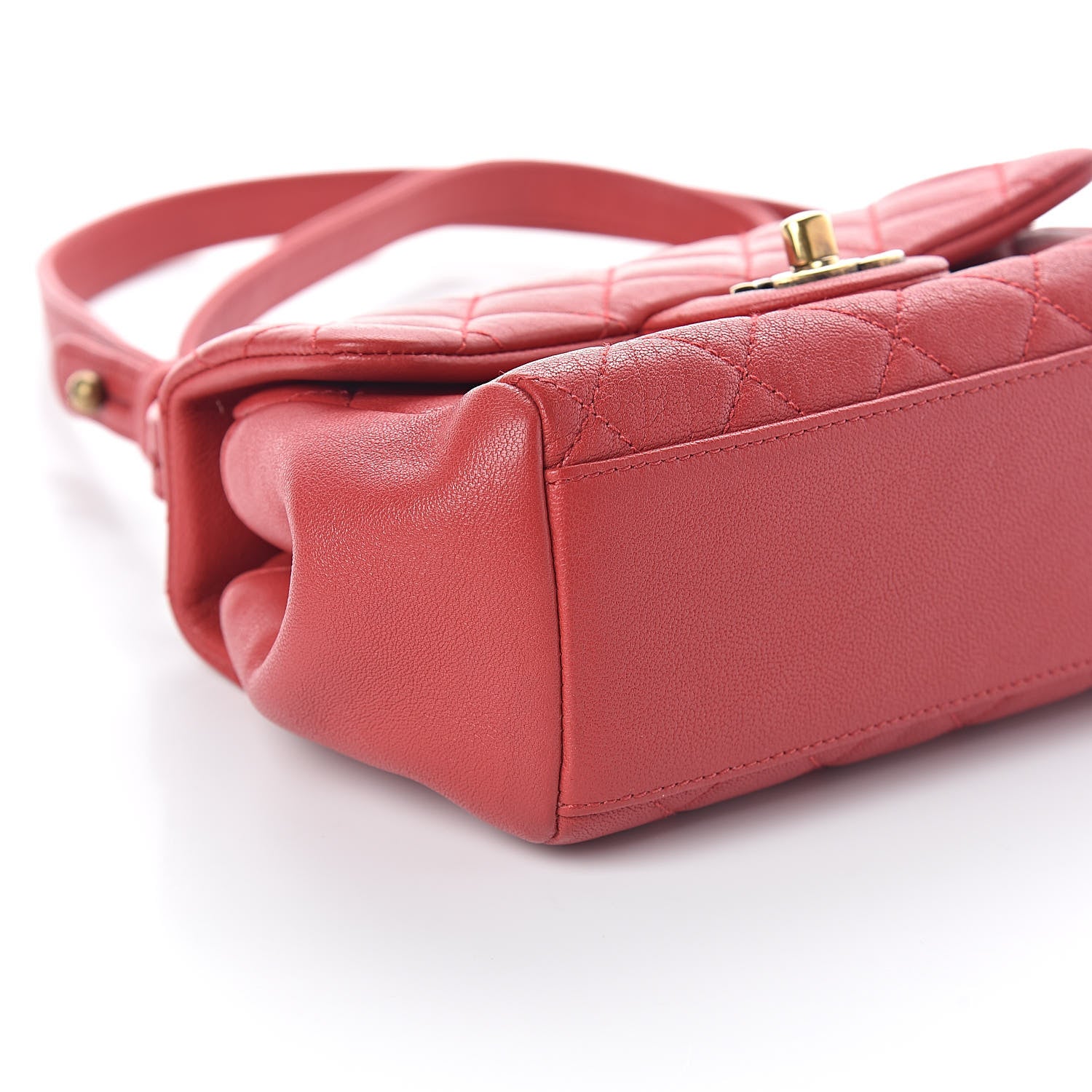 Chanel Shiny Sheepskin Quilted Mini Trapezio Flap Red 8 of 9