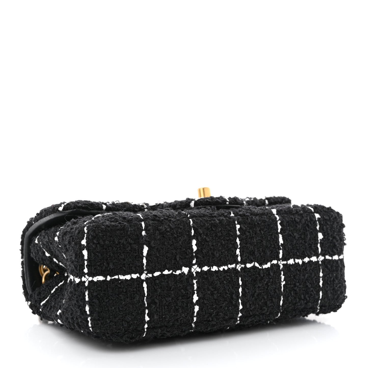 Tweed Quilted Mini Rectangular Pearl Crush Flap Black