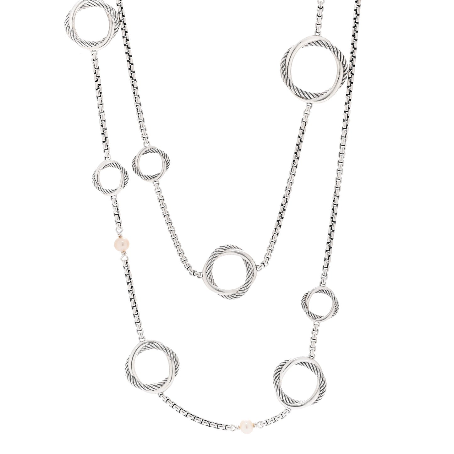 Sterling Silver Freshwater Cultured Pearl Infinity Station Chain Necklace