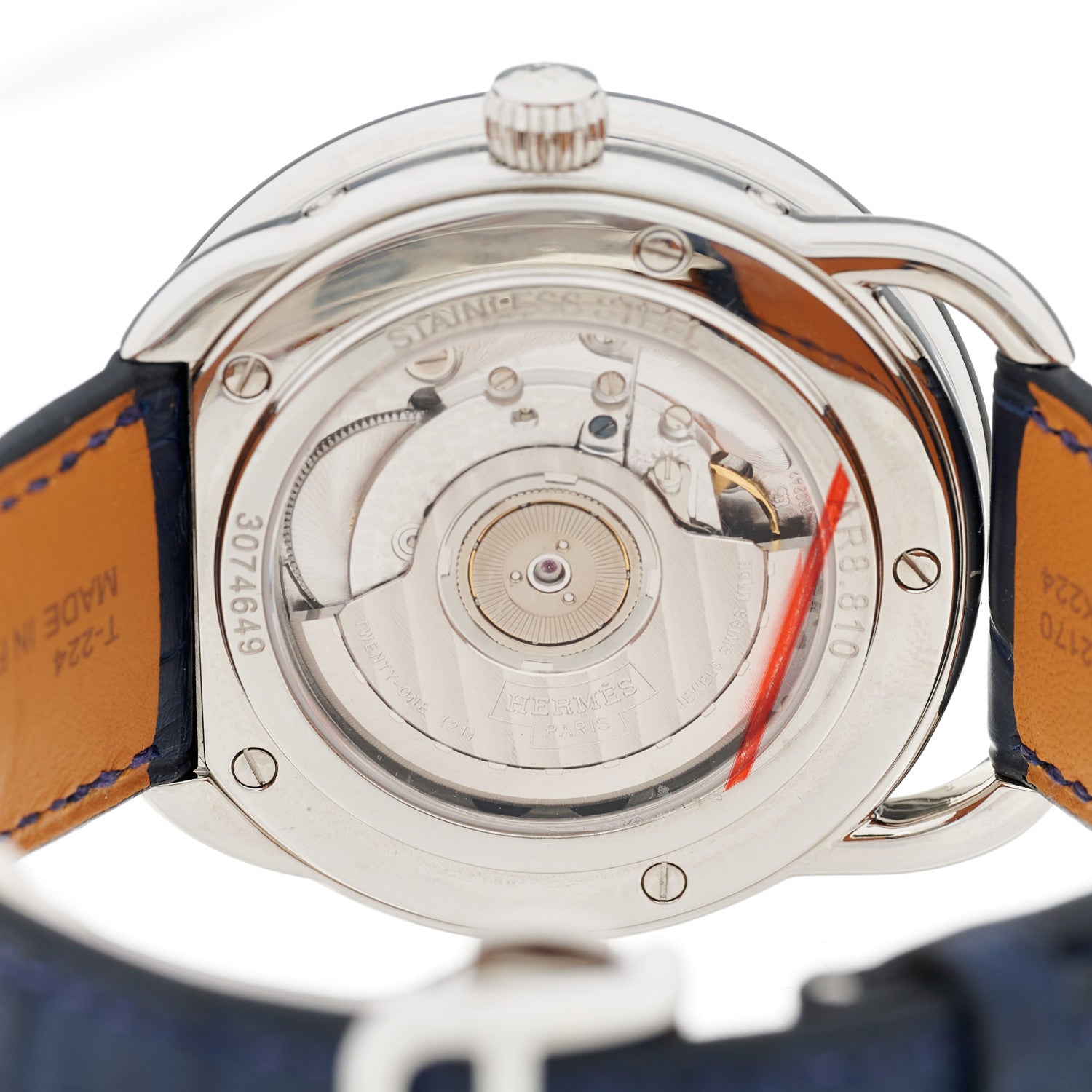Hermes Stainless Steel Alligator 43mm Arceau Grande Lune Automatic Watch Bleu Abysse 4 of 5