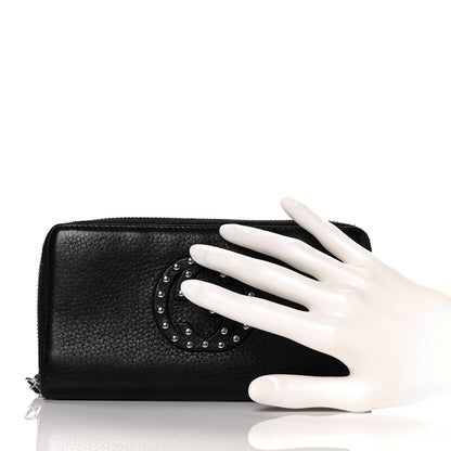 Gucci Pebbled Calfskin Studded Soho Zip Around Wallet Black 2 of 8