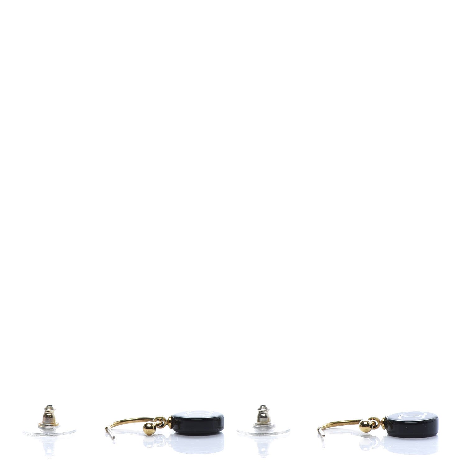 Chanel Enamel CC Dangle Earrings Gold Black 3 of 4