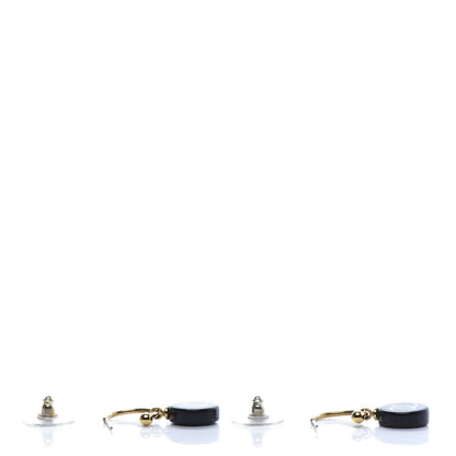 Chanel Enamel CC Dangle Earrings Gold Black 3 of 4