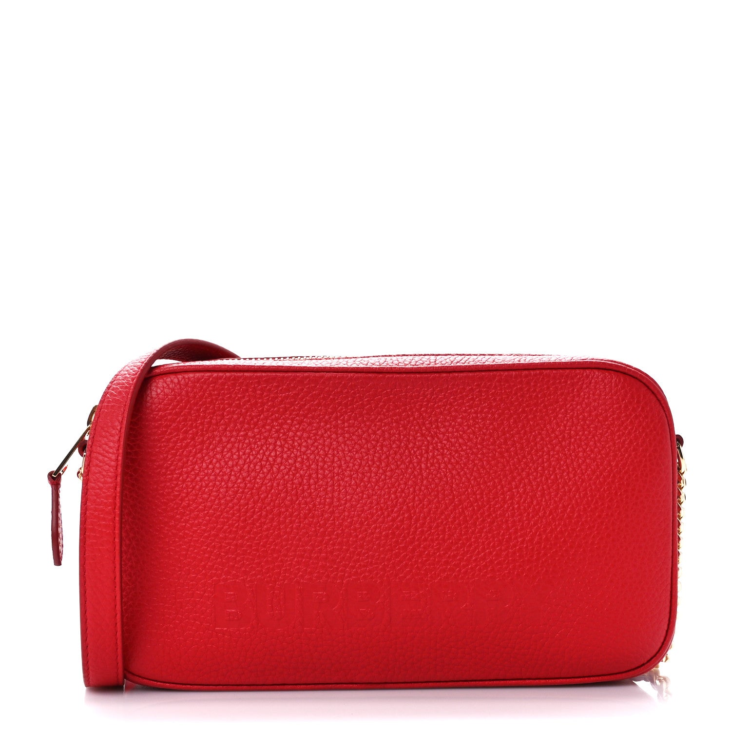 Burberry Calfskin Monogram Embossed Elongated Camera Bag Red 1 of 10