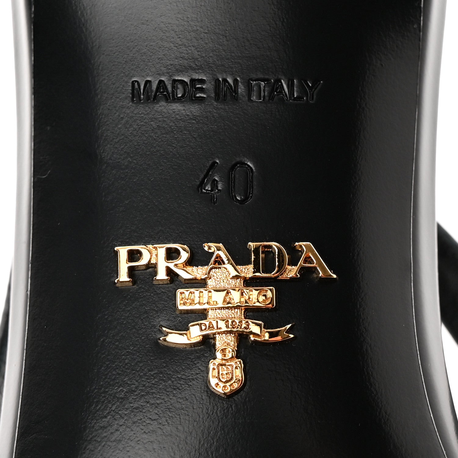 Prada Spazzolato Logo Pointed Toe 45mm Slingback Pumps 40 Black 6 of 12