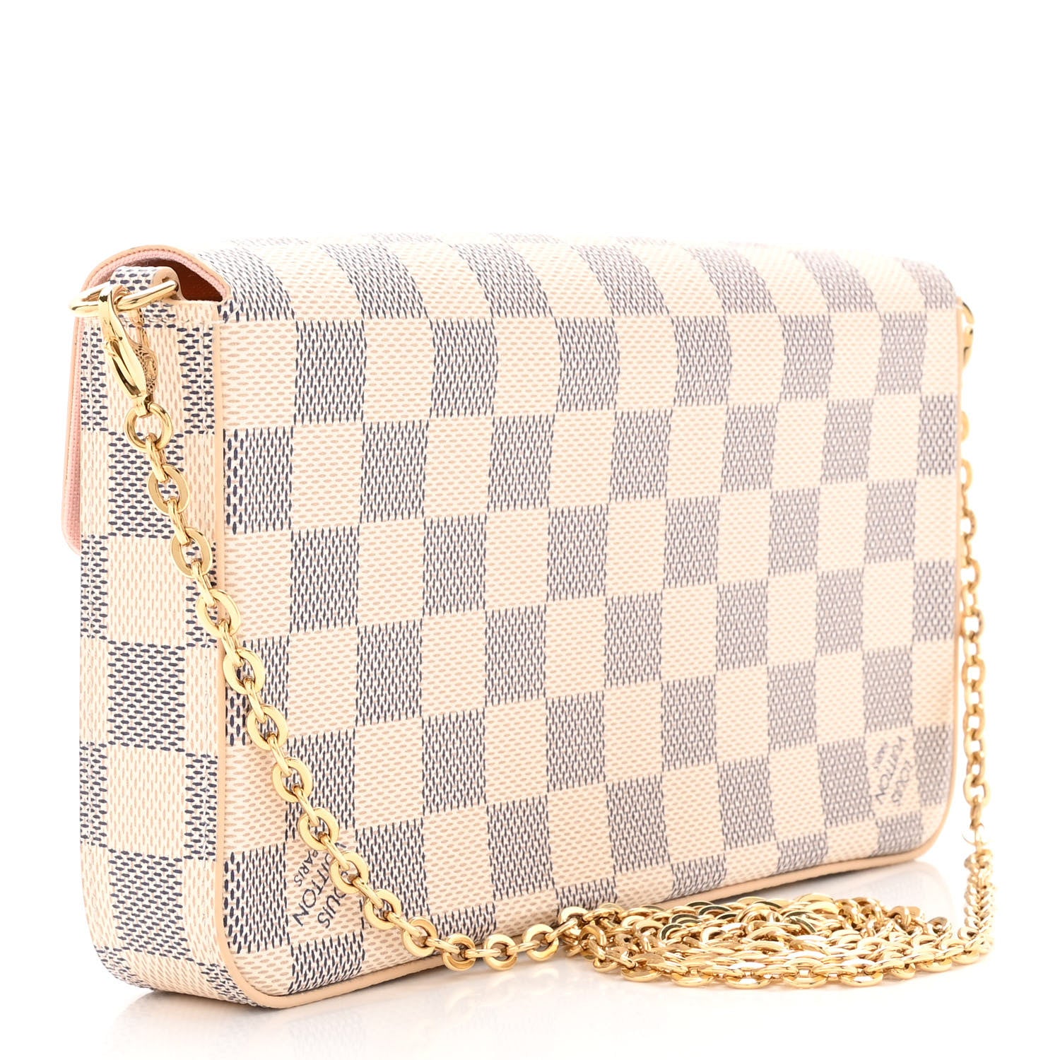 Louis Vuitton Damier Azur Pochette Felicie Chain Wallet Rose Ballerine 4 of 12