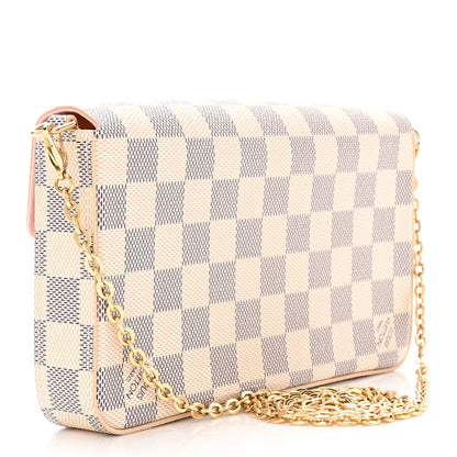 Louis Vuitton Damier Azur Pochette Felicie Chain Wallet Rose Ballerine 4 of 12