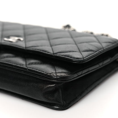 Chanel Lambskin Quilted Wallet On Chain WOC Black 11 of 12