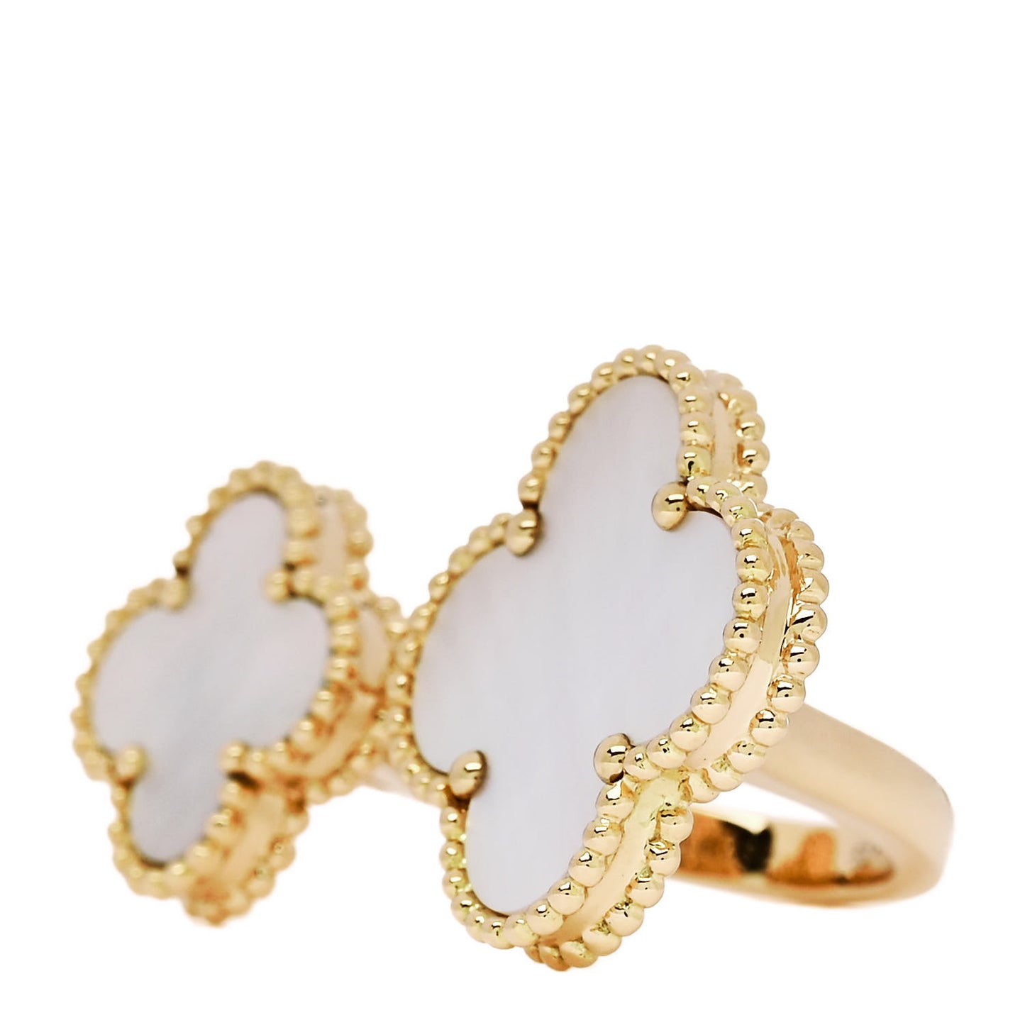 18K Yellow Gold Mother of Pearl Magic Alhambra Between the Finger Ring 52 6