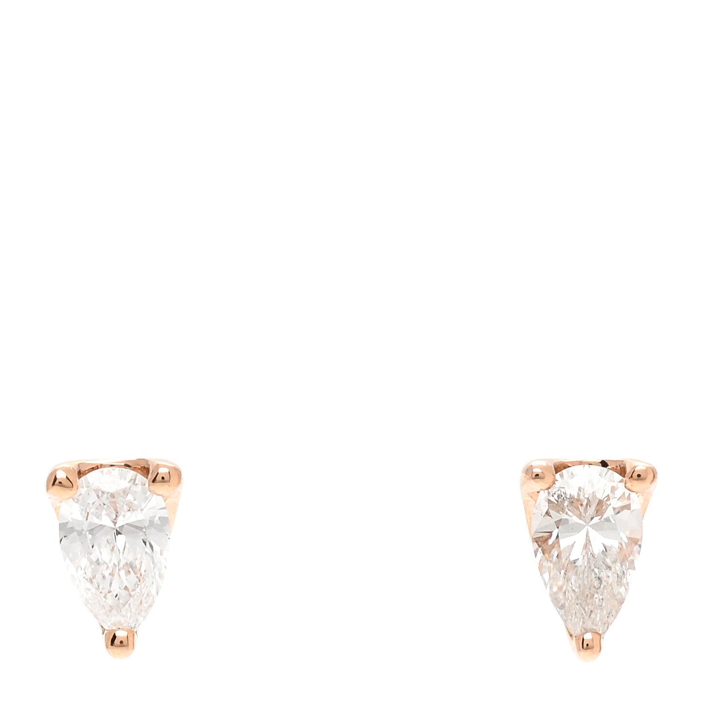 18K Rose Gold Diamond Pear Stud Earrings