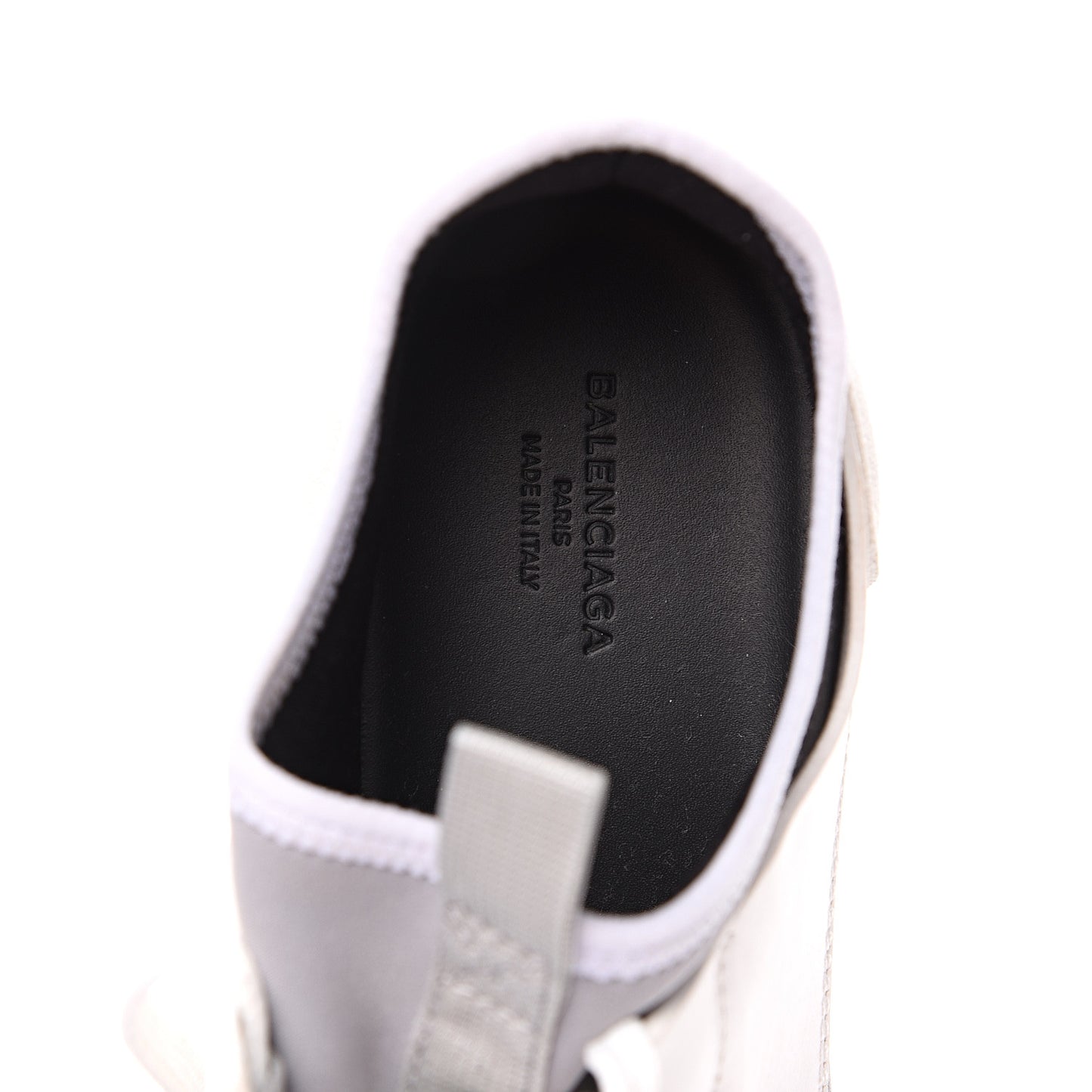 Mesh Calfskin Neoprene Suede Womens Race Runner Sneakers 35 White Black Gris